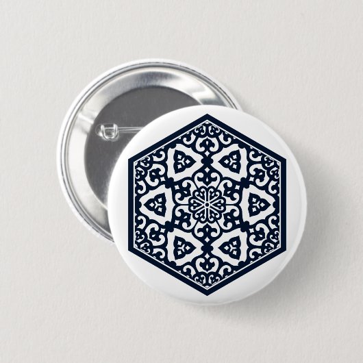 Ottomaanse turkse blauwware tracery design ronde button 5,7 cm (Voorkant /achterkant)