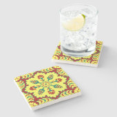 Ottomaanse Turkse tulp in rood en geel Stenen Onderzetter (Zijkant)