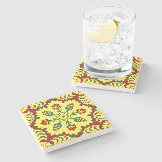 Ottomaanse Turkse tulp in rood en geel Stenen Onderzetter (Zijkant)