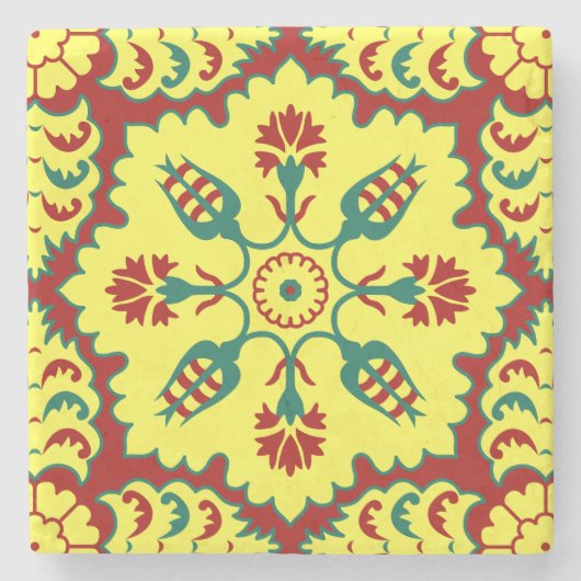 Ottomaanse Turkse tulp in rood en geel Stenen Onderzetter (Voorkant)