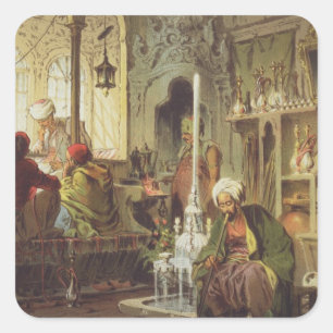 Ottoman Coffee House, 1862 (kleurenlitho) Vierkante Sticker
