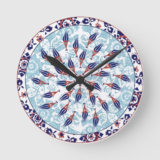 Ottoman Tulips Wall clock Ronde Klok (Voorkant)
