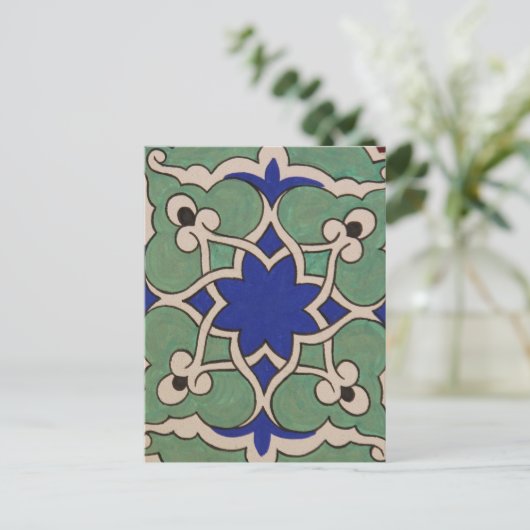 Ottoman Turkey Arabesque Old Tile Briefkaart (Staand voorkant)