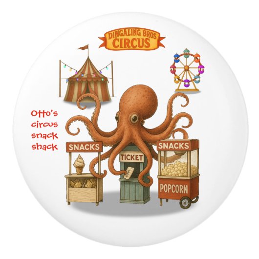 Otto's circus snack kraam keramische knop (Voorkant)