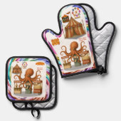 Otto's circus snack kraam ovenwant & pannenlap set (Voorkant / Achterkant)
