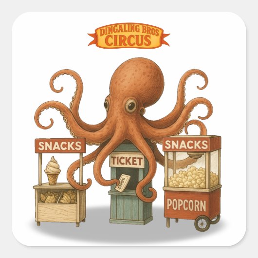 Otto's circus snack kraam vierkante sticker (Voorkant)