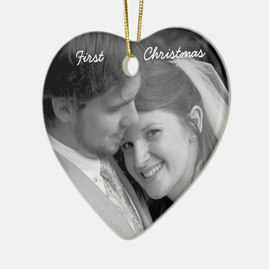 Ou Eerste Kerstroze Damask Foto Ornament (Links)