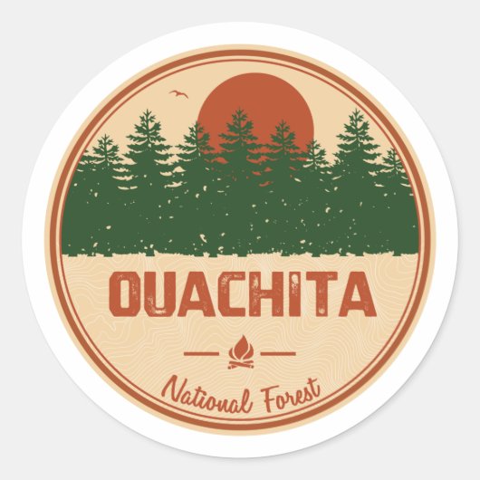 Ouachita Nationaal Bos Ronde Sticker (Voorkant)