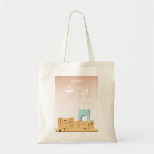 Ouarzazate Art – Illustrated Morocco City Design Tote Bag (Voorkant)