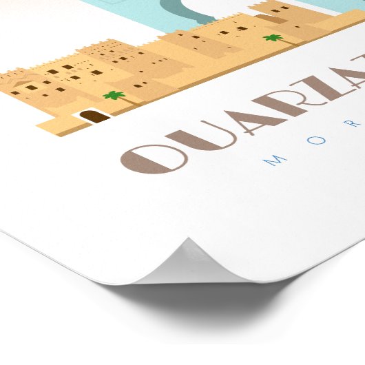 Ouarzazate stad marocco Skyline Poster (Hoek)