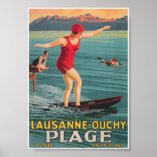 Ouchy, Lausanne, Zwitserland Vintage Travel Poster