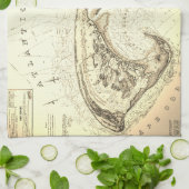 Oud (1833) Kaart van de Provincetown Truro Theedoek (Gevouwen)