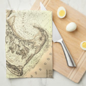 Oud (1833) Kaart van de Provincetown Truro Theedoek (Quarter Fold)