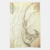 Oud (1833) Kaart van de Provincetown Truro Theedoek (Verticaal)