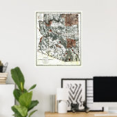 Oud 1887 gebied van de kaart van Arizona Poster (Thuiskantoor)