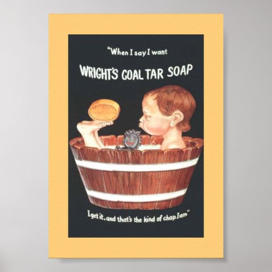Oud 1920 Tar Tar Ad Boy in Wash Tub Poster (Voorkant)