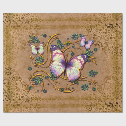 Oud 1 & vlinder 6B inpakpapier (Vlak)