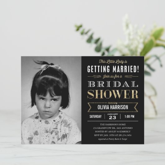 Oud Afbeelding Bridal Shower Invitations Kaart (Staand voorkant)