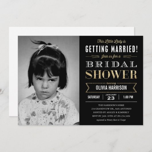 Oud Afbeelding Bridal Shower Invitations Kaart (Voorkant / Achterkant)