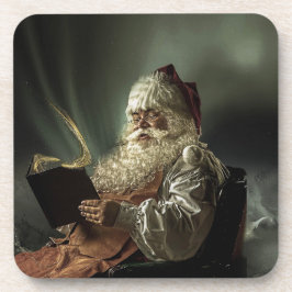 Oud afbeelding van de kerstman magie van de feestd bier onderzetter