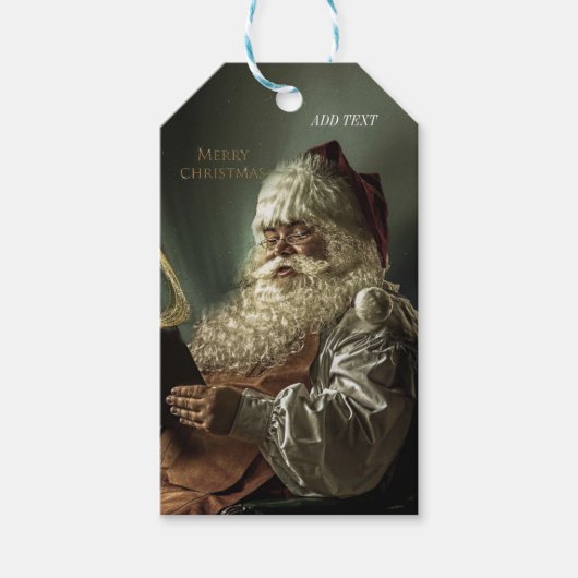 Oud afbeelding van de kerstman magie van de feestd cadeaulabel (Voorkant)