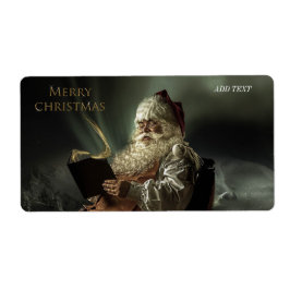 Oud afbeelding van de kerstman magie van de feestd etiket