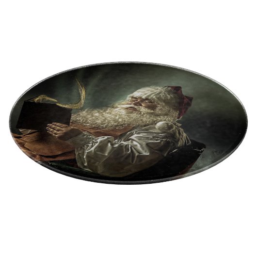 Oud afbeelding van de kerstman magie van de feestd snijplank (Hoek)