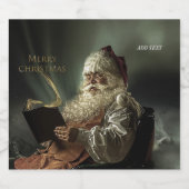 Oud afbeelding van de kerstman magie van de feestd sparkling wijnetiket (Enkel label)