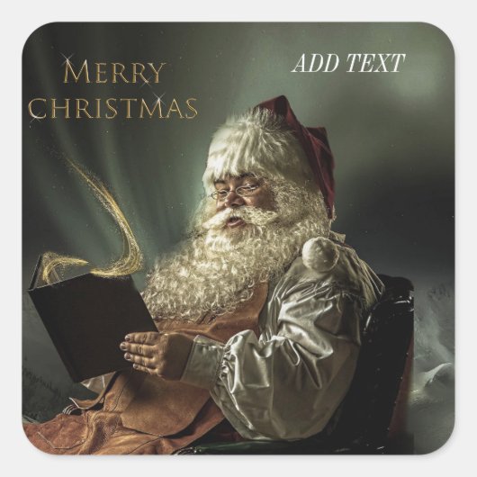 Oud afbeelding van de kerstman magie van de feestd vierkante sticker (Voorkant)