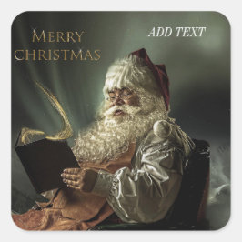 Oud afbeelding van de kerstman magie van de feestd vierkante sticker
