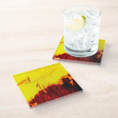 Oud amber glazen onderzetter (Schuin)