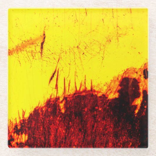 Oud amber glazen onderzetter (Voorkant)