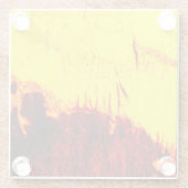 Oud amber glazen onderzetter (Achterkant)