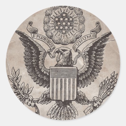 Oud Amerikaanse wapenschild met Fashioned Ronde Sticker (Voorkant)