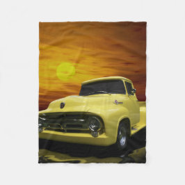  oud Antiek gele vrachtwagen Fleece Deken