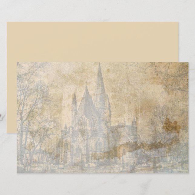 Oud antiek kasteel plakboek decoupage papier (Voorkant / Achterkant)