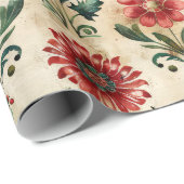 Oud Antiek Kerstdamast Cadeaupapier (Rol Hoek)