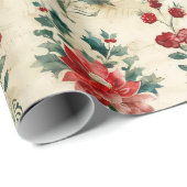 Oud Antiek Kerstdamast Cadeaupapier (Rol Hoek)