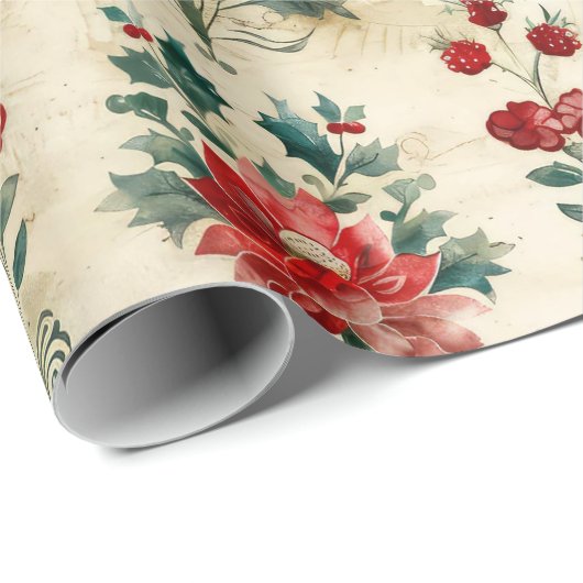 Oud Antiek Kerstdamast Cadeaupapier (Rol Hoek)