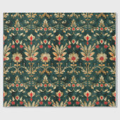 Oud Antiek Kerstdamast Cadeaupapier (Vlak)