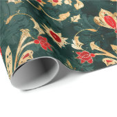 Oud Antiek Kerstdamast Cadeaupapier (Rol Hoek)