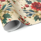 Oud Antiek Kerstdamast Cadeaupapier (Rol Hoek)