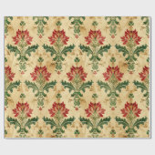 Oud Antiek Kerstdamast Cadeaupapier (Vlak)