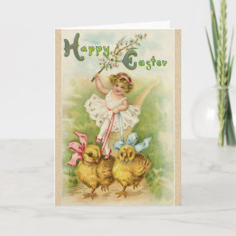 Oud Antiek Vintage Happy Easter wens groeten Feestdagen Kaart