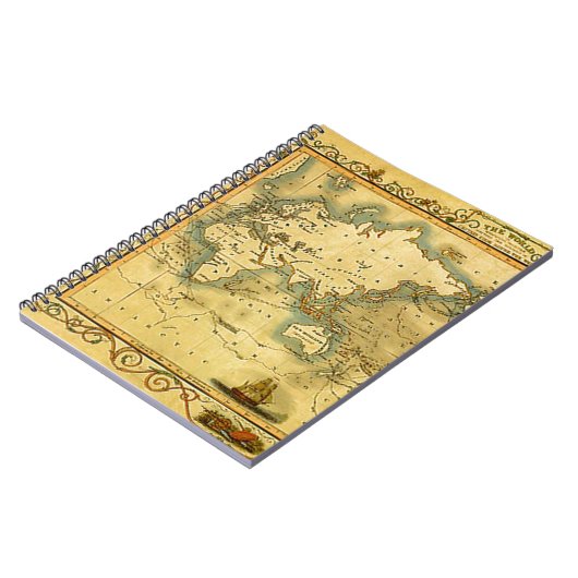 Oud Antiek Wereldkaart Notitieboek (Linkerzijde)