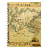 Oud Antiek Wereldkaart Notitieboek (Voorkant)