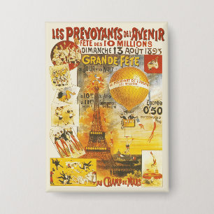 Oud Antiquair Grand Fete Kermis Paris Poster Button