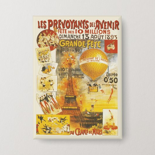 Oud Antiquair Grand Fete Kermis Paris Poster Button (Voorkant)