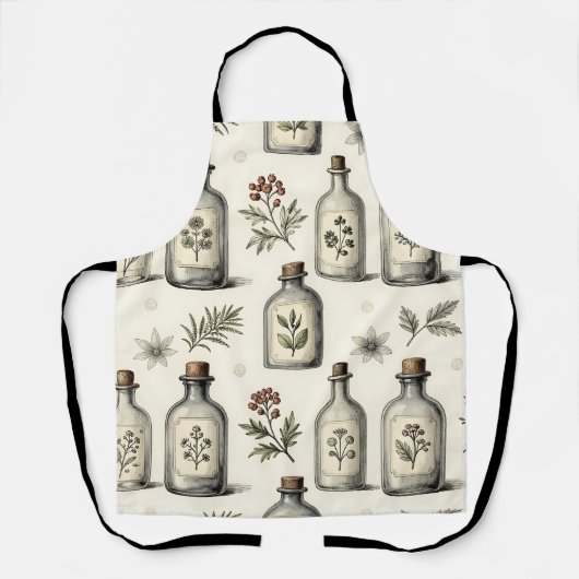 Oud Apothekers Kruidenflessen Patroon Schort (Voorkant)