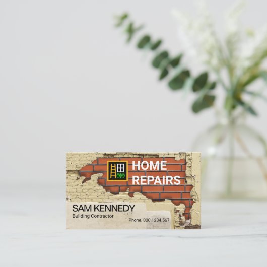 Oud bakwerk Masonry Works-constructie Visitekaartje (Staand voorkant)